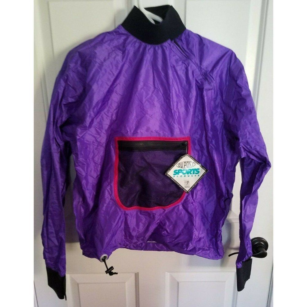 NEW Windbreaker Supplex Nylon Purple Anorak Jacket Womens M Hook and Loop Tags